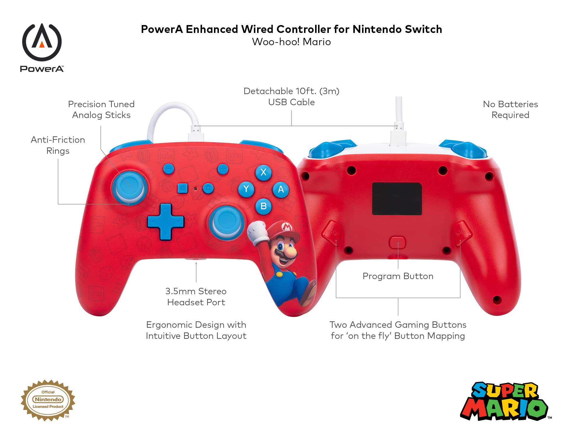 Mando Nintendo Switch Powera Enhanced Mario - Edición Woo-hoo! Mando Nintendo Switch Powera Enhanced Mario - Edición Woo-hoo!